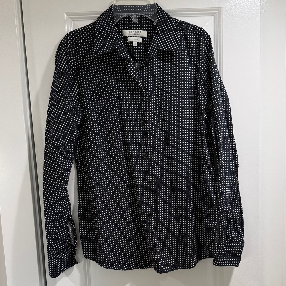 Foxcroft Black and White Button Down Shirt